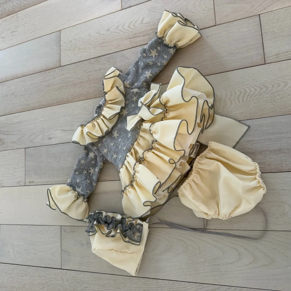 Adorable Cream and Gray Star Diaper Cover Set
